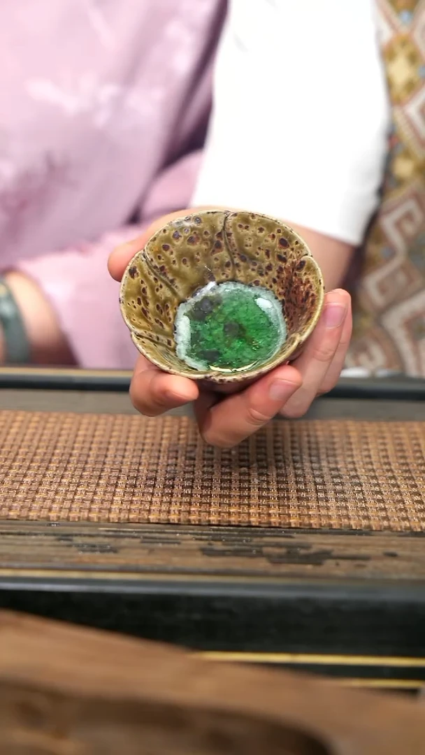紫砂杯子GFY50宜兴紫砂《金丝楠·冰花杯》