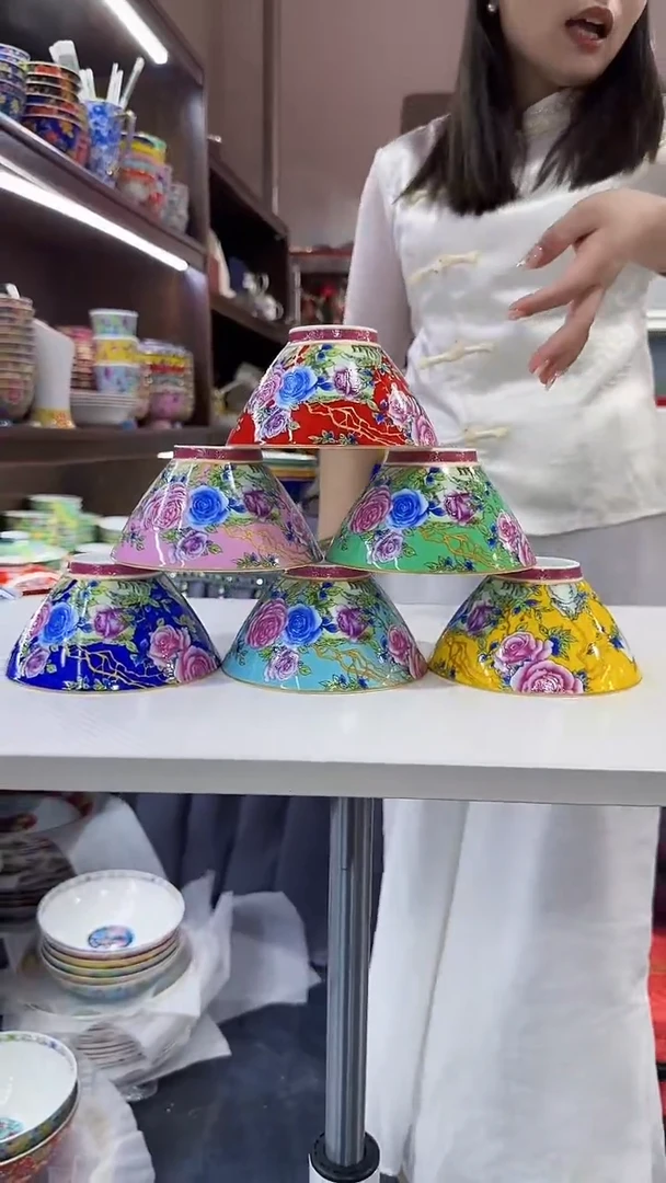 瓷片5英寸斗笠碗6个景德镇陶瓷