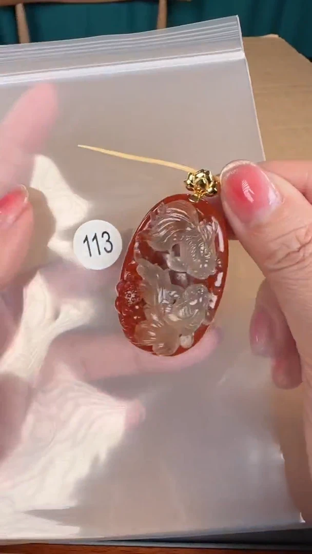【闪购商品】南红玛瑙吊坠(不含链)18K金镶嵌原矿无优化无裂定制