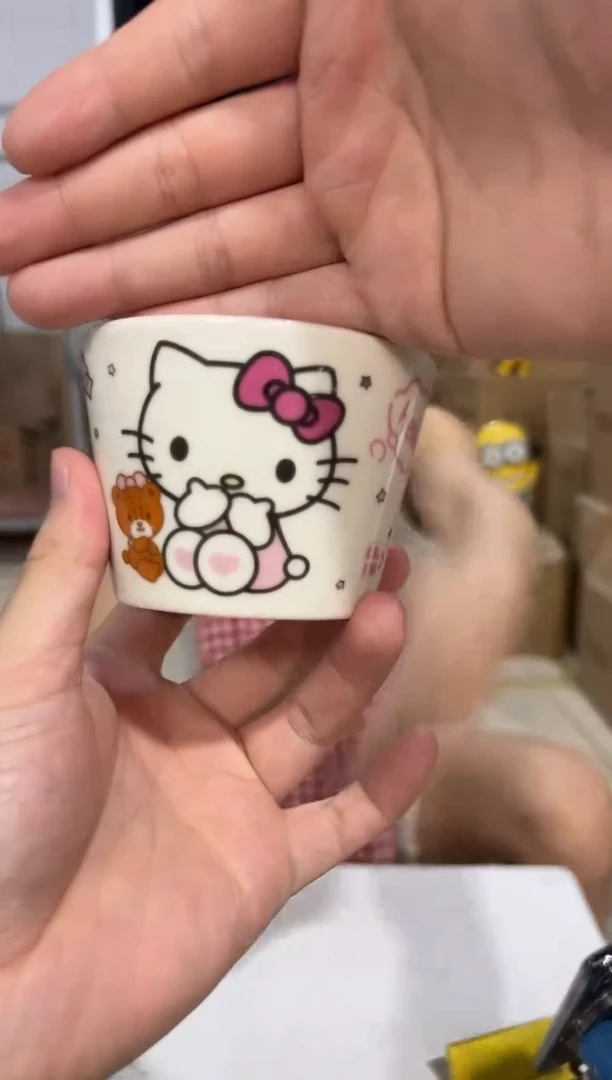 瓷片小号白色kt猫酸奶杯