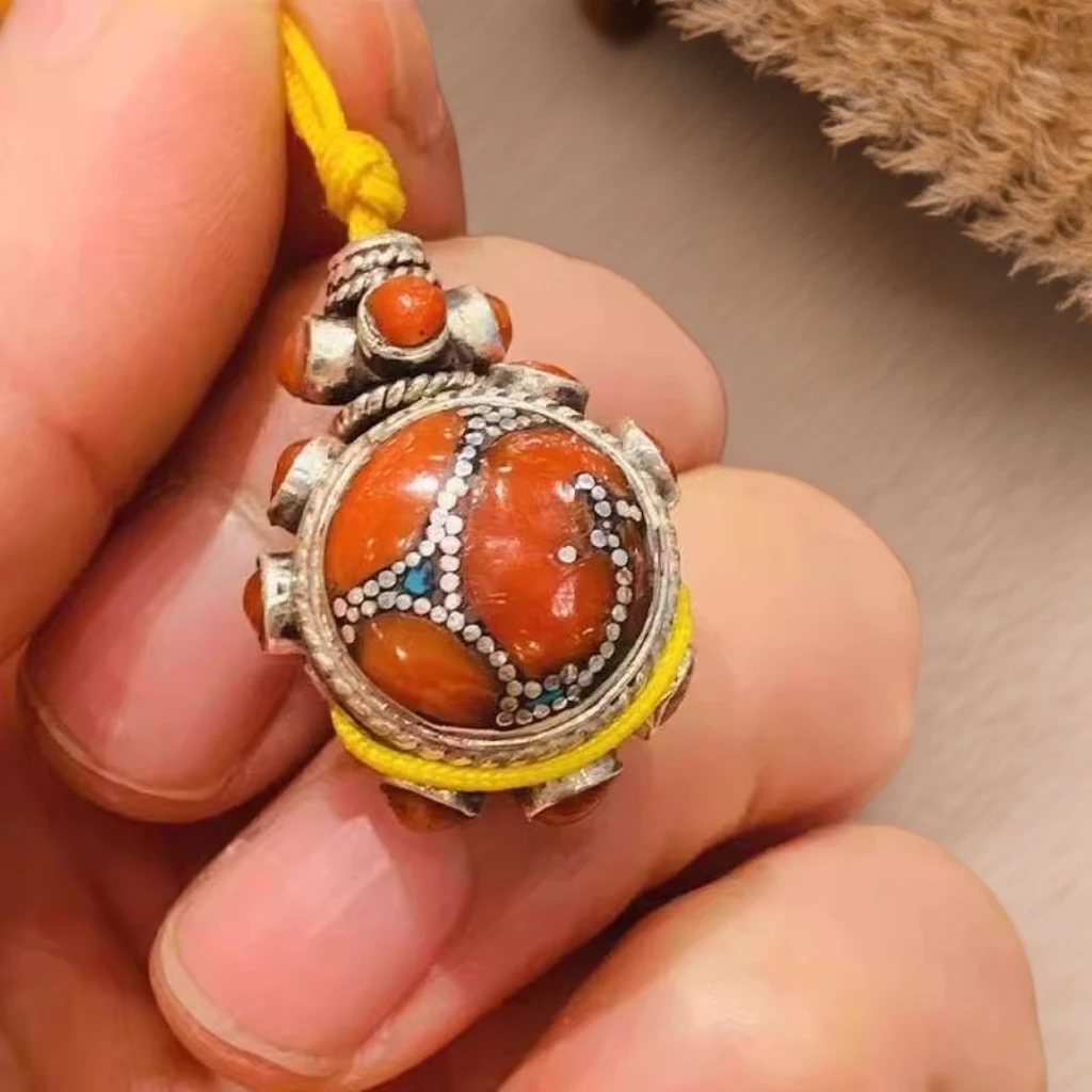 尼泊尔工艺三通嵌红宝三通手串配饰民族风配饰西藏饰品单珠配饰