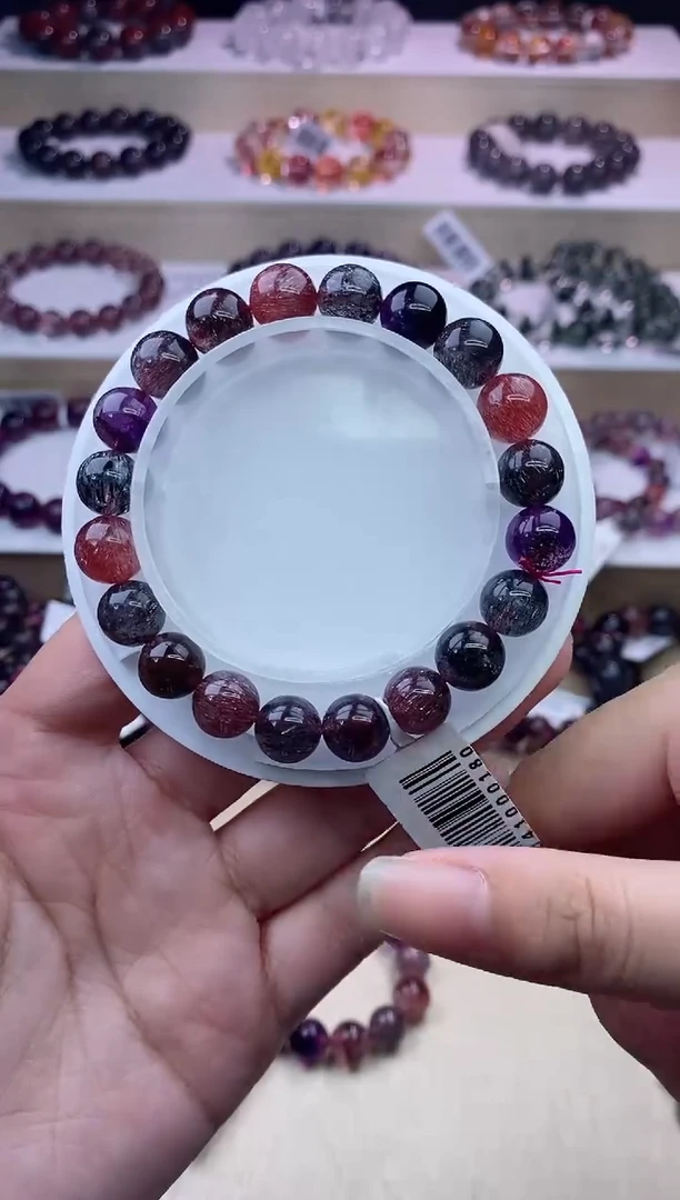 水晶手链未镶嵌黑加仑超七单圈9m+