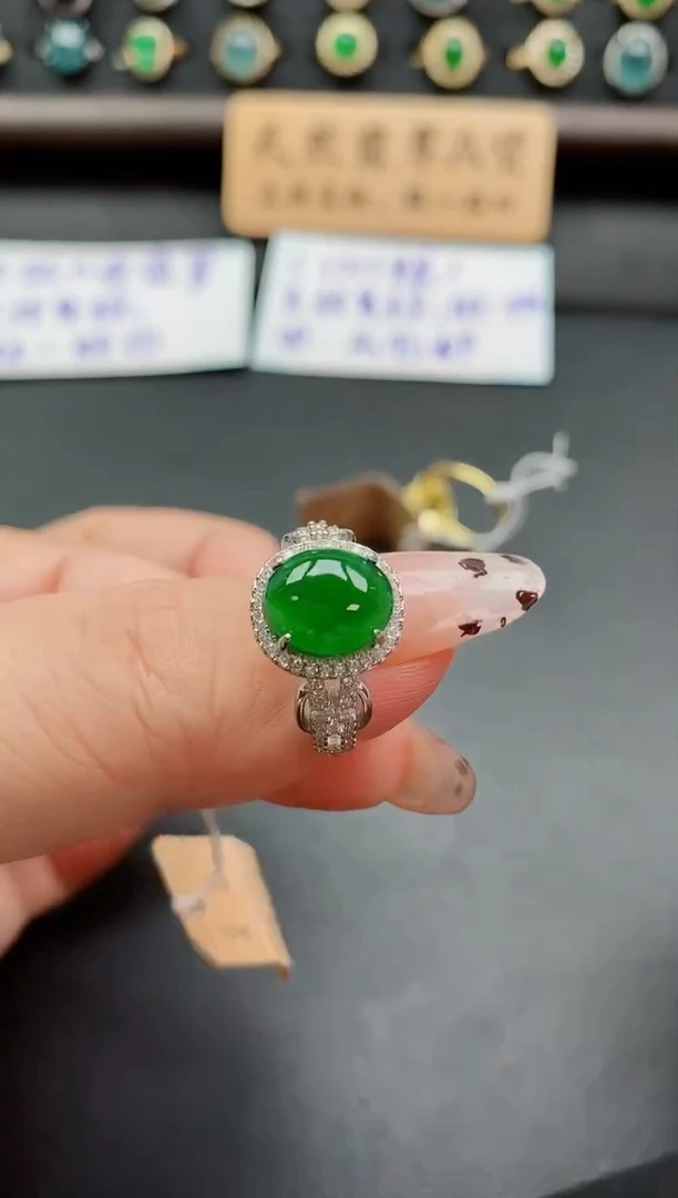 银S925镶嵌戒指翡翠1
