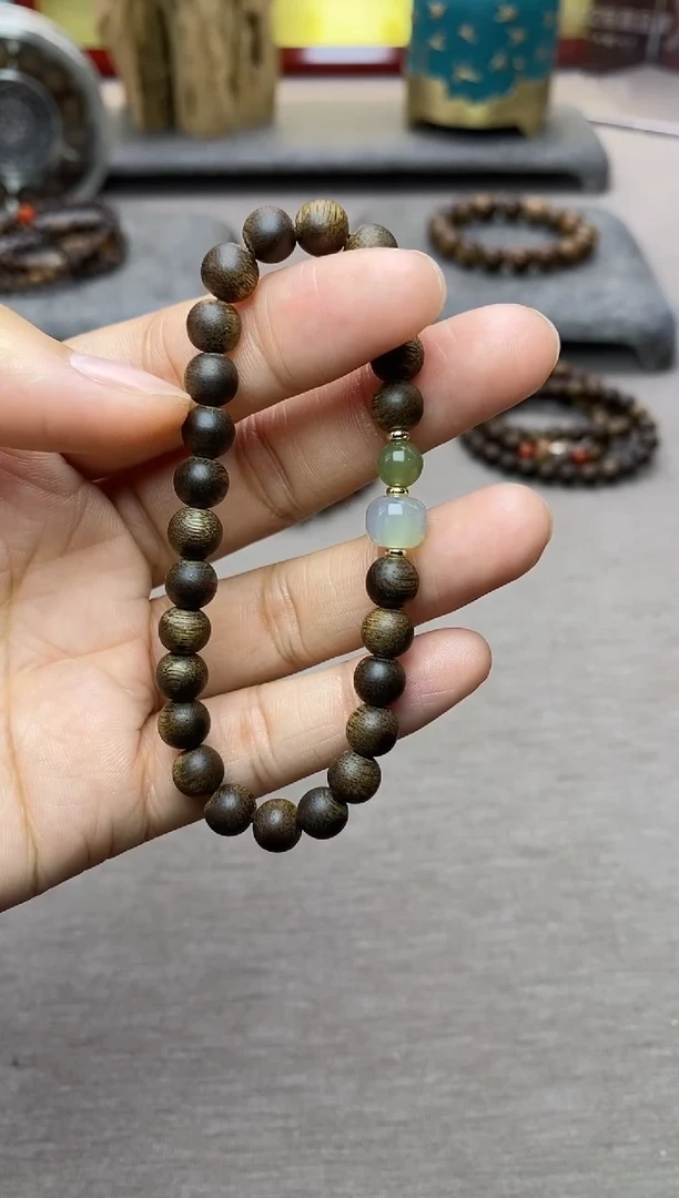 【闪购商品】沉香手串芽庄白棋老料沉水06单圈设计