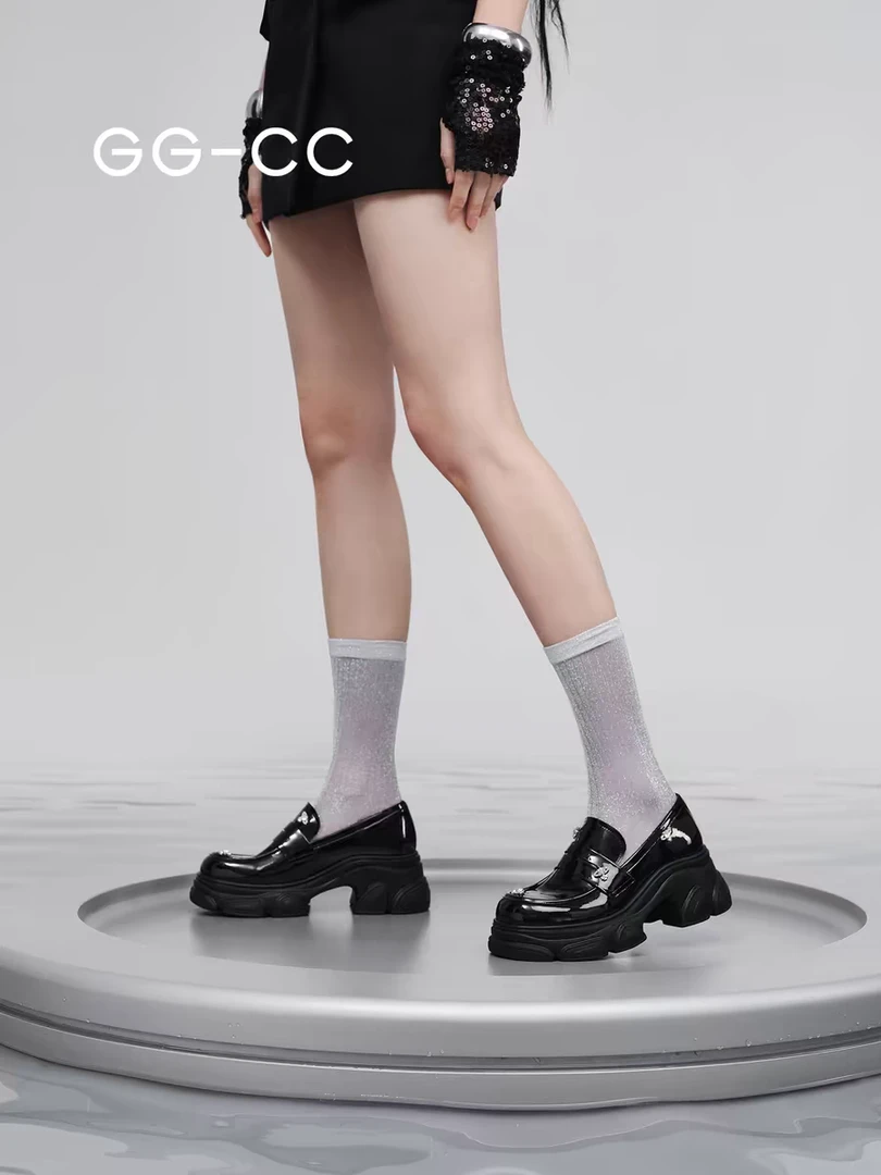 【鞠婧祎同款】GGCC星系岛屿2024年秋季新款乐福鞋厚底增高单鞋女
