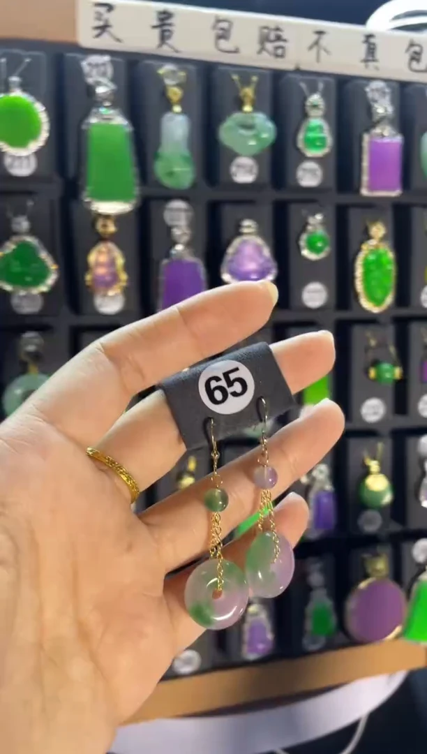 翡翠银S925镶嵌耳饰65