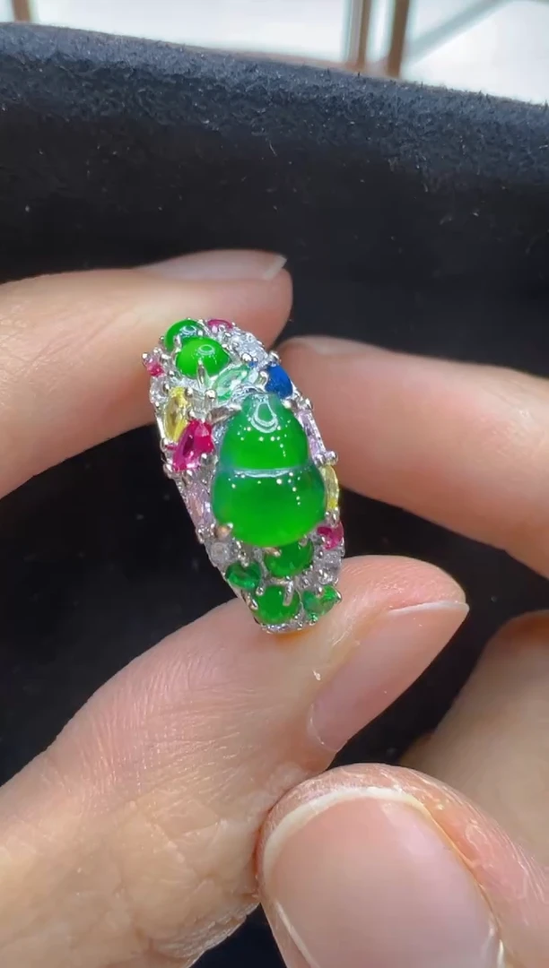 银S925镶嵌戒指翡翠多样性团购发一件