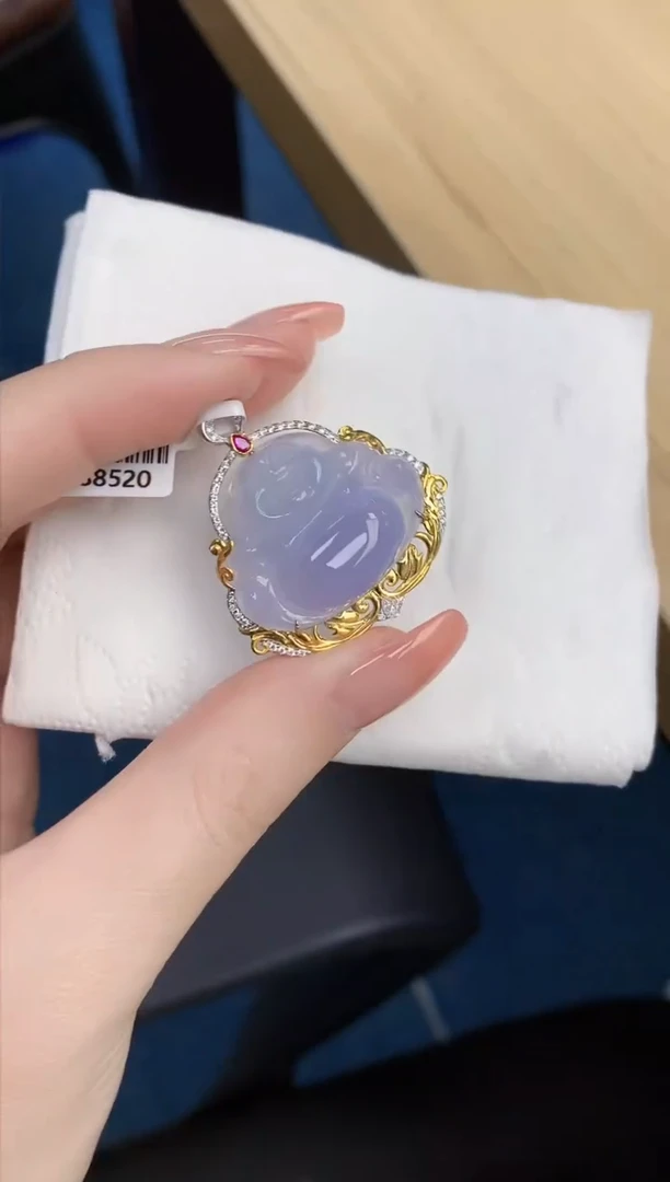 【闪购商品】翡翠颈饰18K金镶嵌天然缅甸翡翠A货