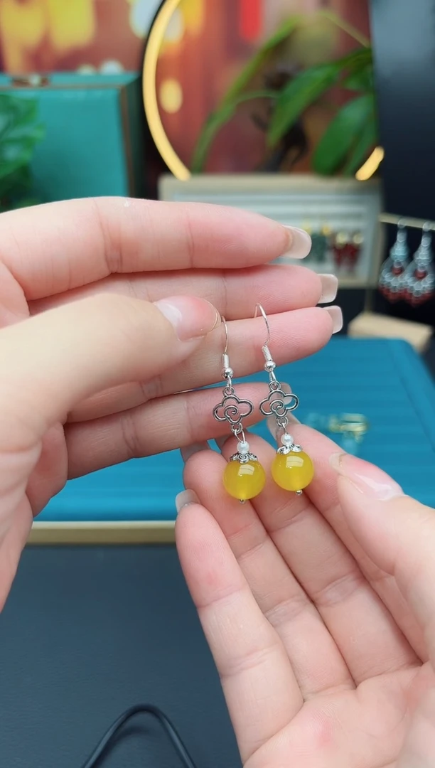 玛瑙/玉髓耳饰银S925镶嵌702000