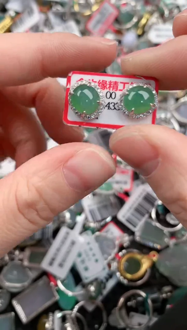 银S925镶嵌戒指翡翠555---10