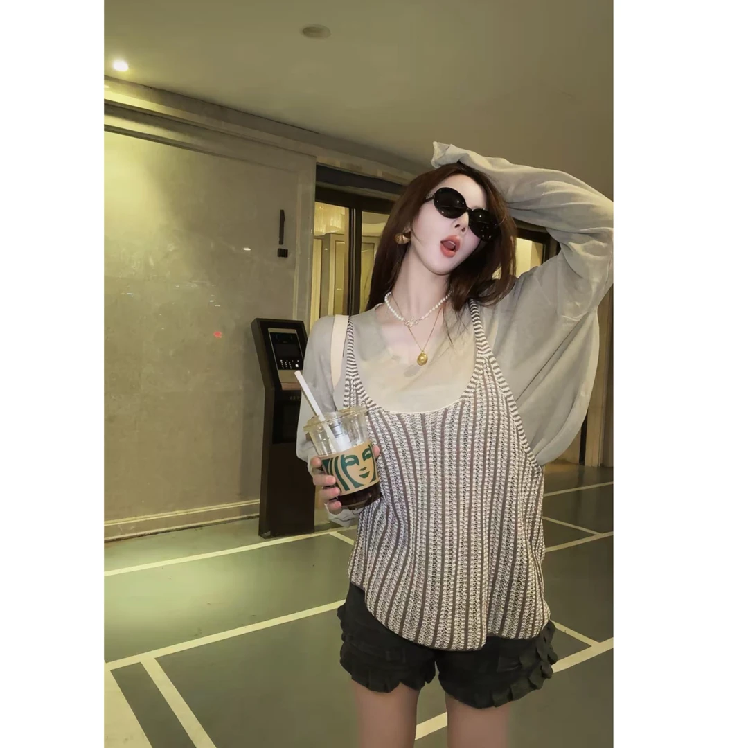 YEER·SHOP【气质女王~】爷儿夏季时尚新款韩版竖条纹吊带