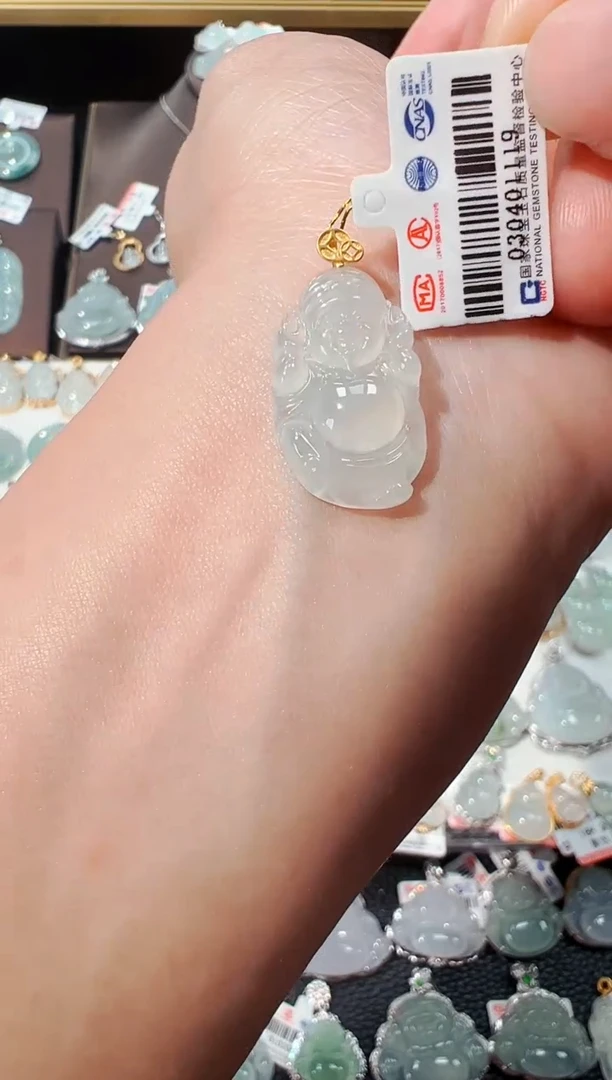 【闪购商品】翡翠吊坠(不含链)18K金镶嵌财神爷吊坠119