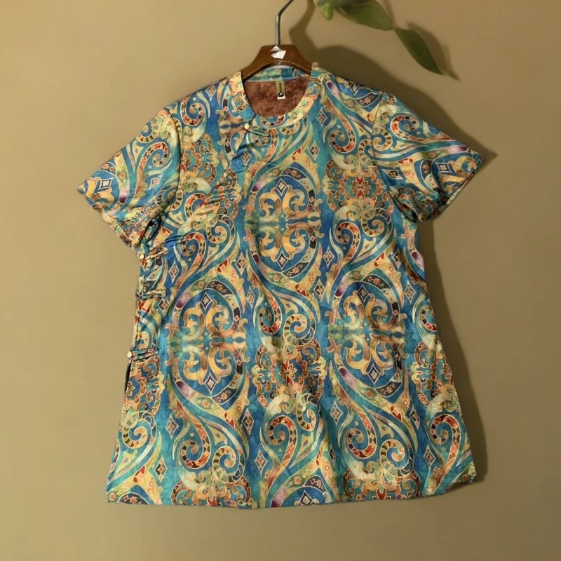 新中式中长款宝相花超火新款奥黛上衣小衫2025新设计原创正品发货