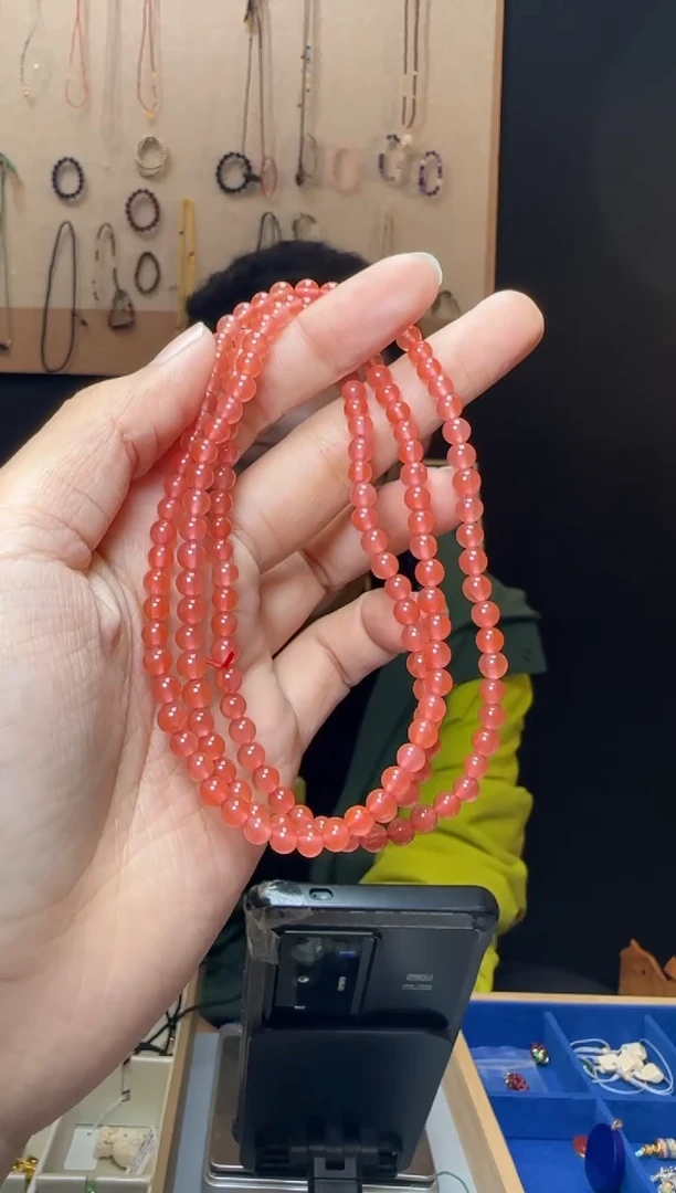 【闪购商品】南红玛瑙手串未镶嵌约4.5-5mm保山南红冰红多圈手串