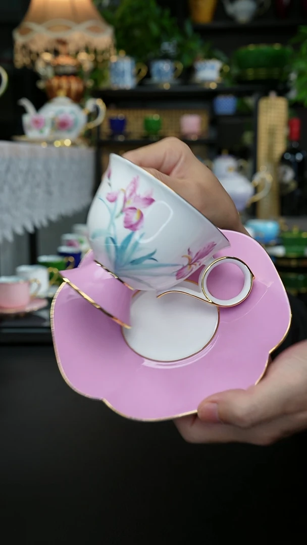 粉色鸢尾咖啡杯，，，，