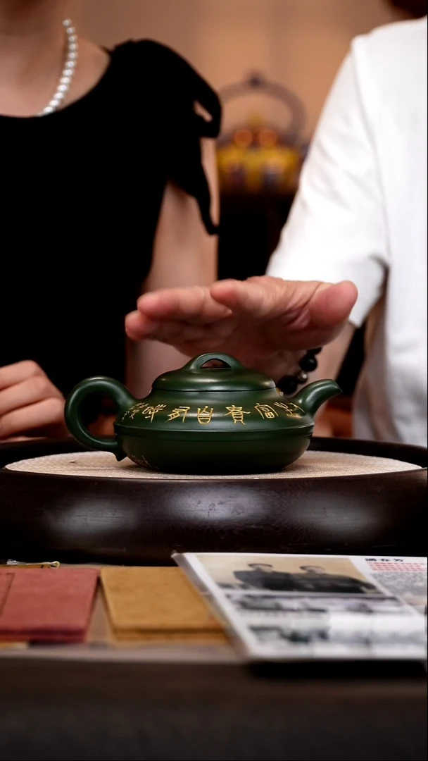 茶壶紫砂BYM37线圆老绿泥260cc
