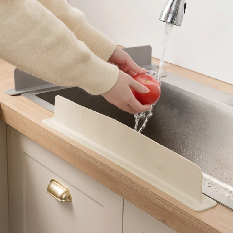 deHub水槽挡水板厨房台面防溅水洗手台水池加长水槽边挡水条硅胶