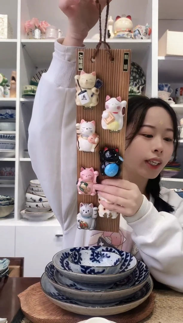 陶瓷日本进口手工招财猫挂件