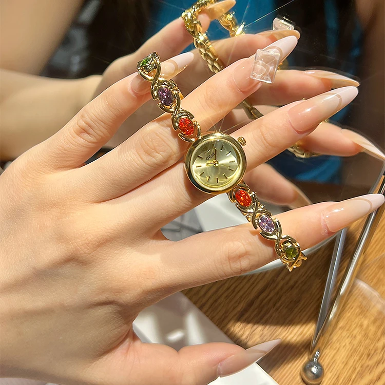 正品圆形高颜值小表盘手链手表轻奢小众气质时尚简约女款手表防水