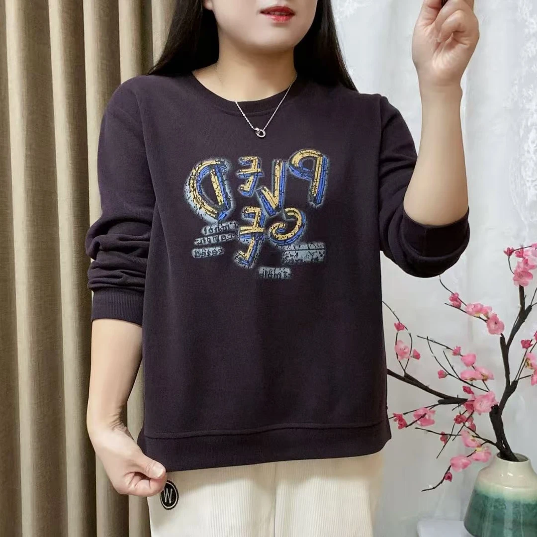 【开叉款卫衣】圆领新款宽松休闲百搭套头中老年妈妈遮肚正肩袖