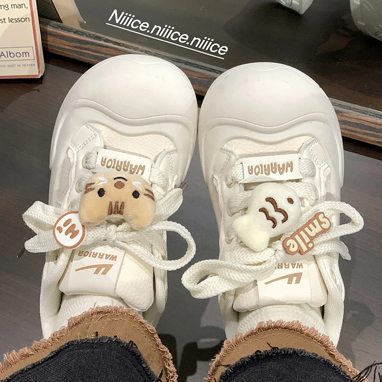 回力爆改小猫丑萌鞋大头厚底鞋子女面包鞋百搭小白鞋秋季运动板鞋