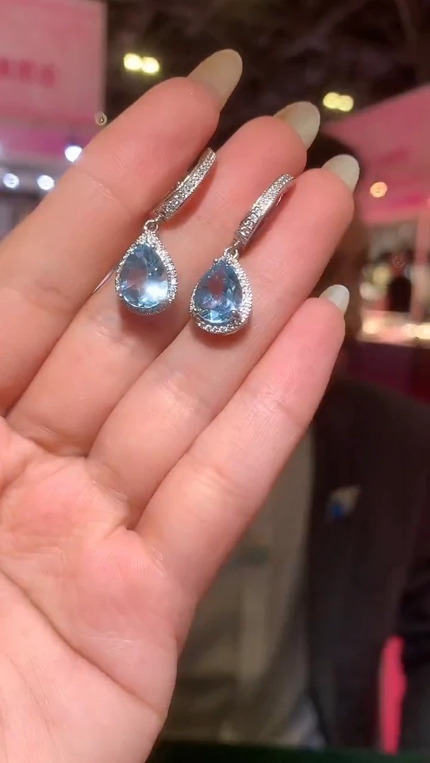 银S925镶嵌托帕石耳饰【宝石世家严选】