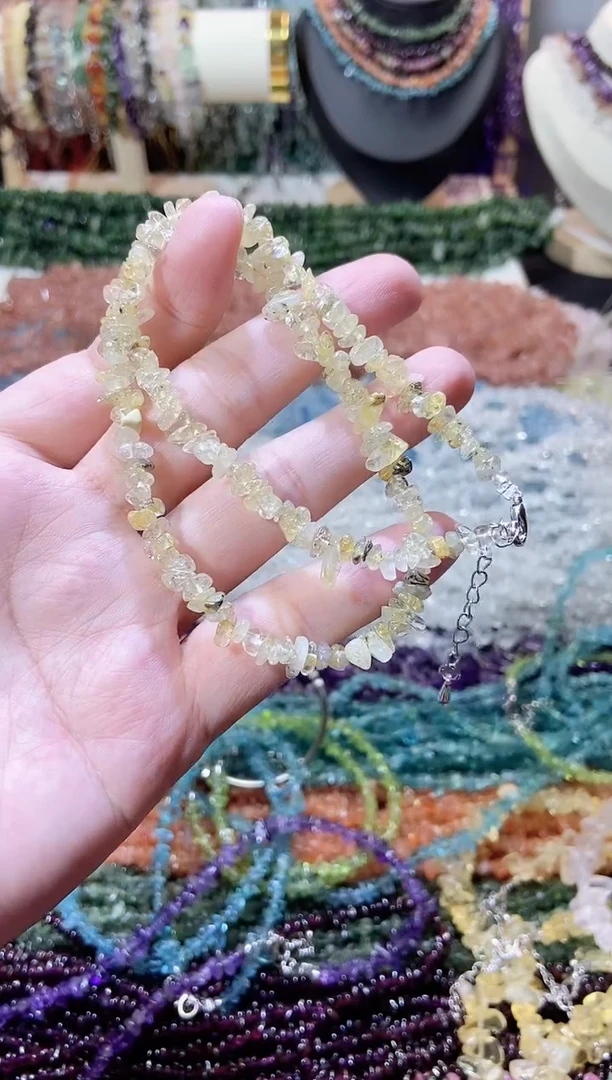 未镶嵌珠宝半成品水晶小金发晶项链