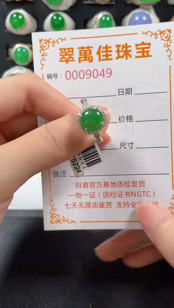 银S925镶嵌戒指翡翠9049