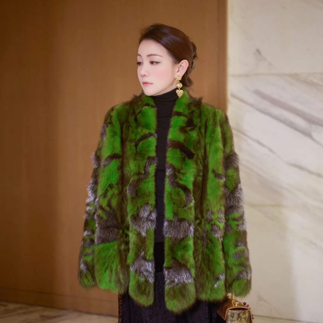 新款Russia小紫短二水貂皮草外套新款中长款进口皮草女整貂23001