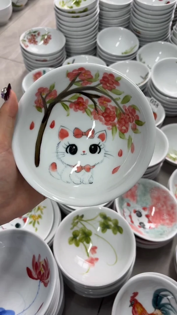 瓷片景德镇陶瓷食品级手绘釉中彩-壮壮碗