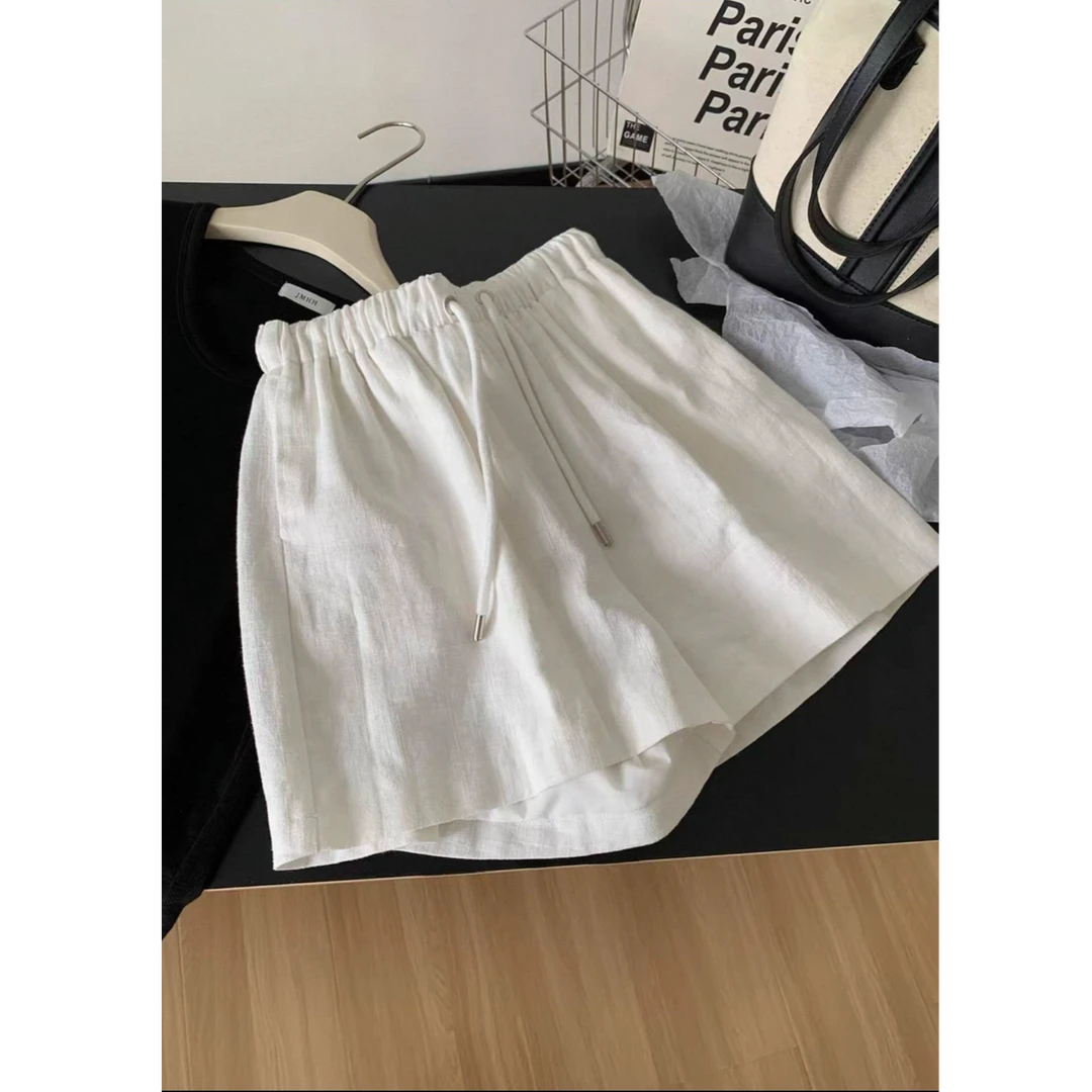 夏季宽松苎麻五分短裤老钱风松弛感薄款百搭显瘦韩版运动松紧腰