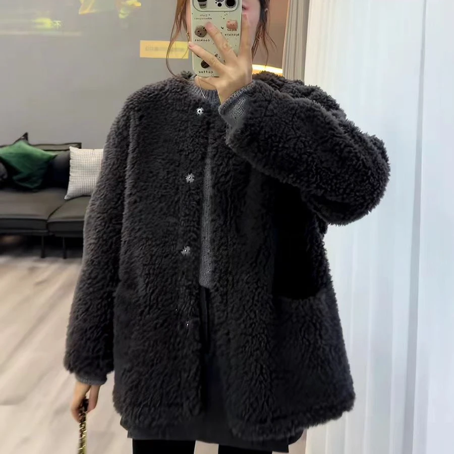 BAIIFEI【反季清货】秋冬新款高端休闲羊毛韩式大衣女oversize款