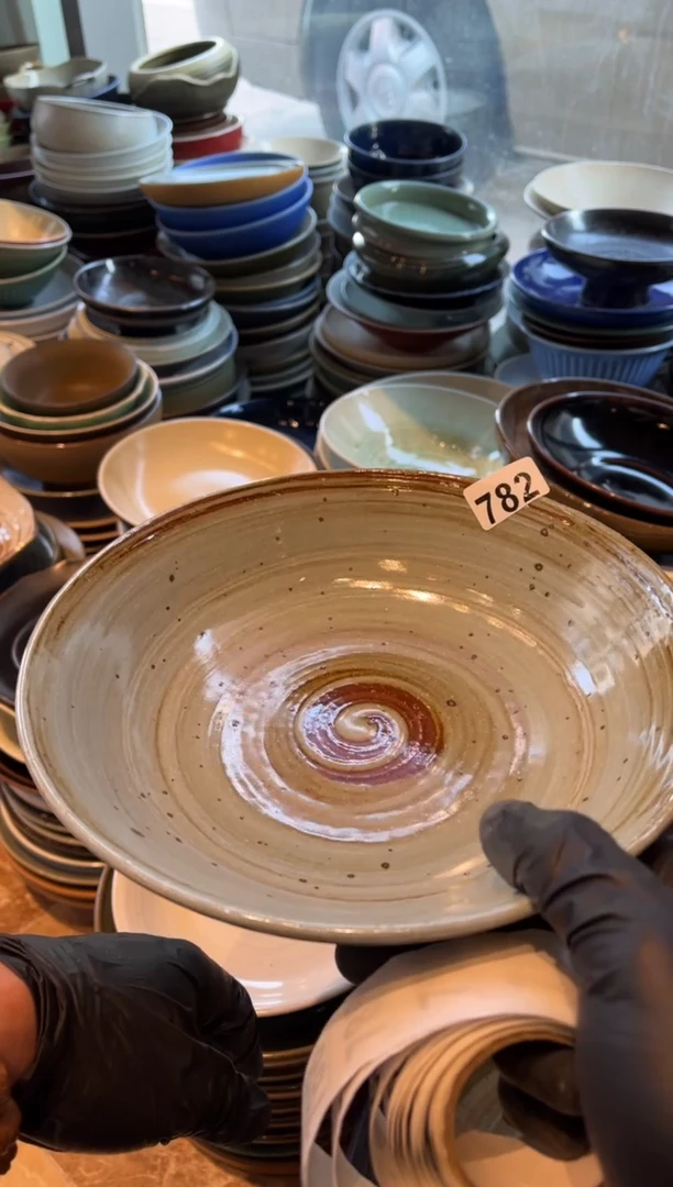 【闪购商品】瓷片782 微瑕灰麻点锅盘1个