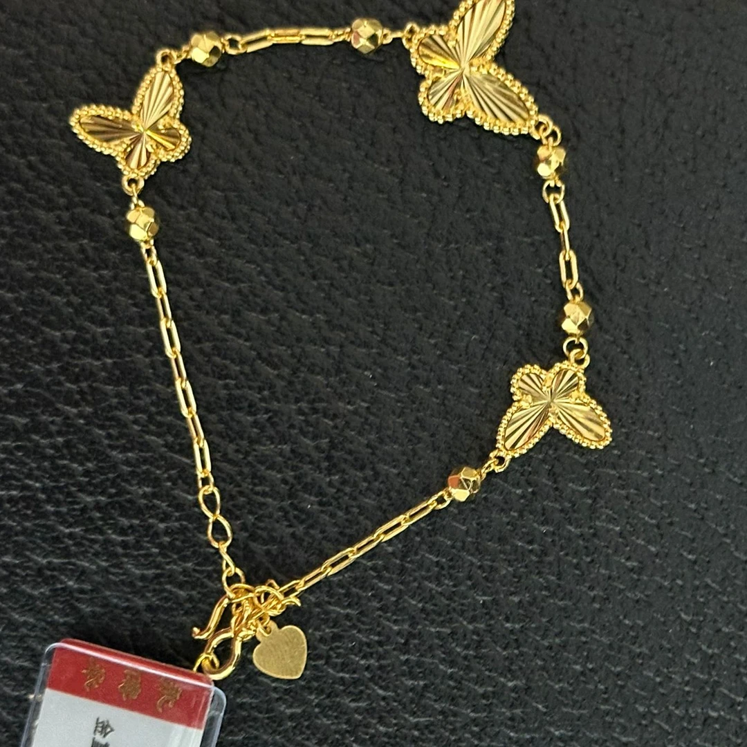 足银手链 蝴蝶镀金银手链