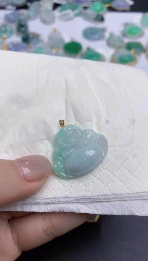 【闪购商品】翡翠颈饰18K金镶嵌天然缅甸翡翠A货