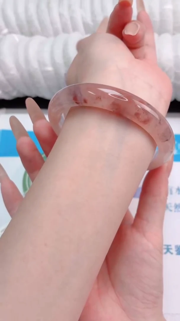 未镶嵌手镯石英质玉桃花酿126-圈口60.6-102