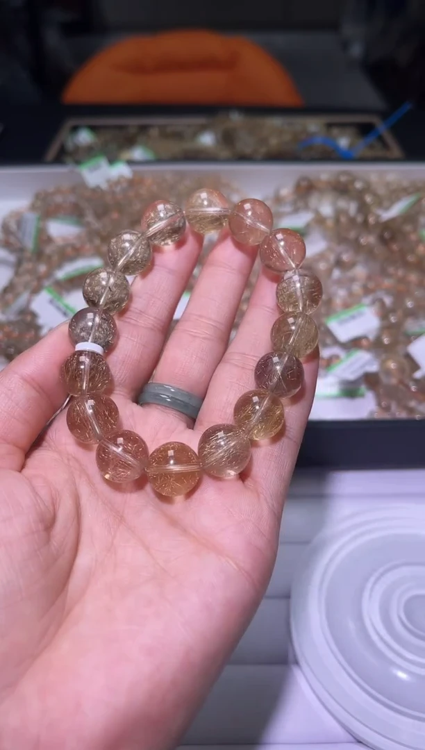 未镶嵌手链水晶J102-13mm维纳斯金发晶单圈-多样性发其一