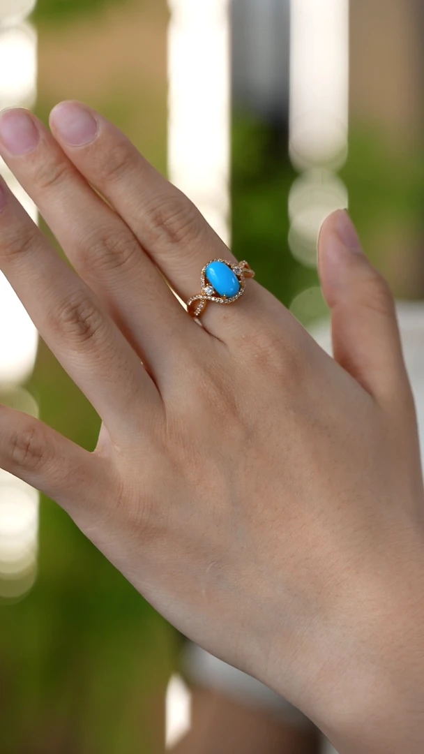 银S925镀金镶嵌绿松石戒指秒拍号30