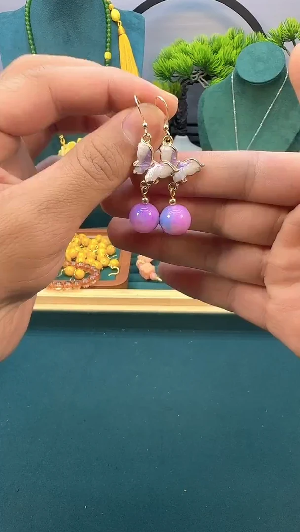 翡翠14K金镶嵌耳饰E65