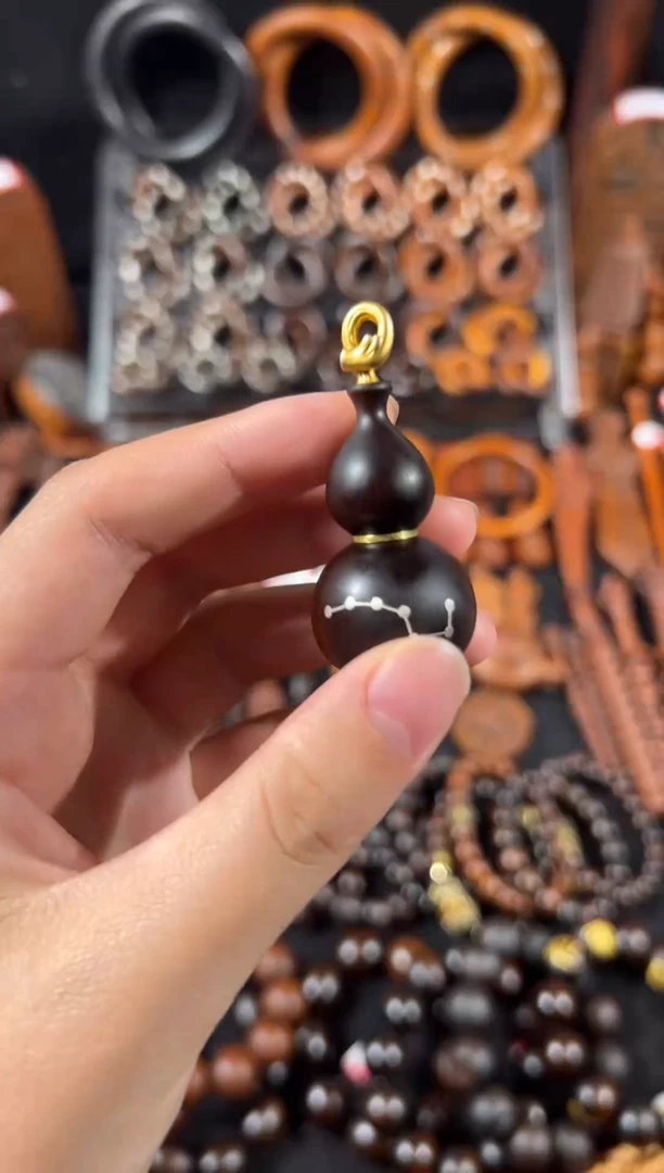 木雷枣玉化 镶银七星 开口葫芦