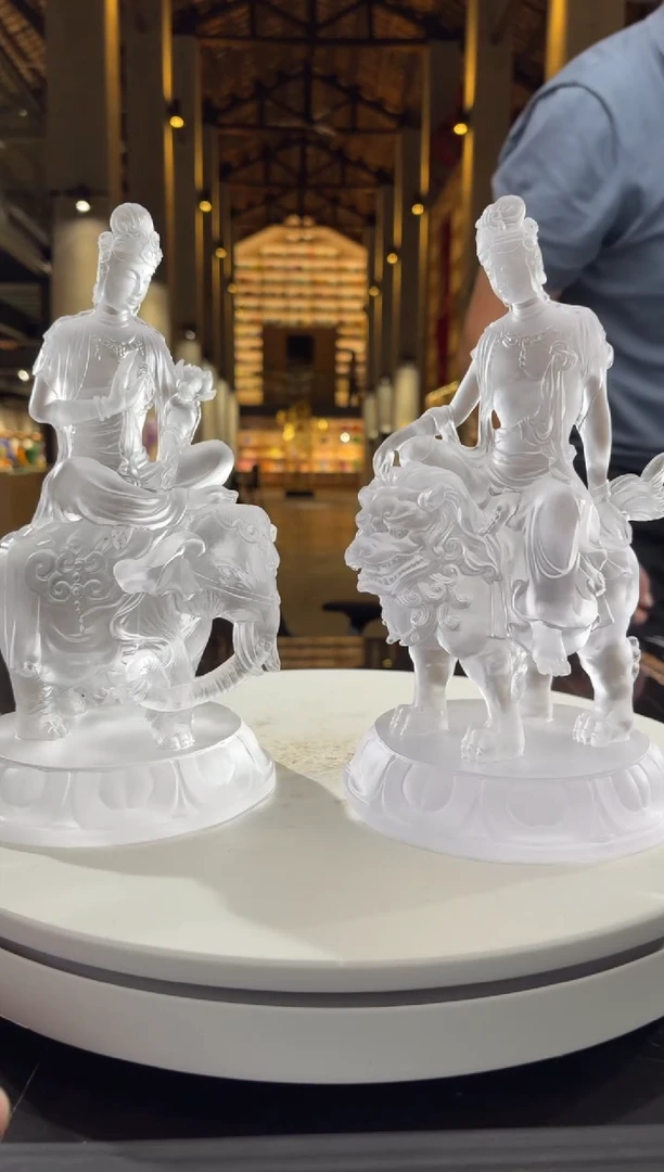 摆件净料文殊+普贤菩萨
