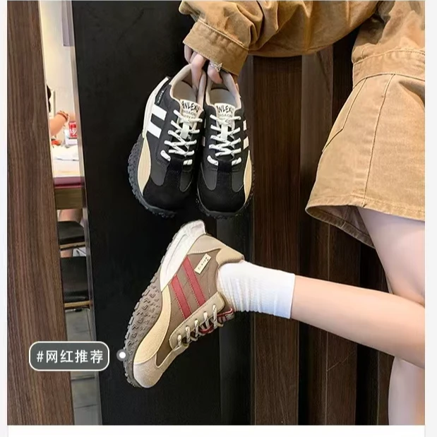 【新疆包邮】25年早春新款真皮厚底德迅美式网红爆款阿甘鞋66-3