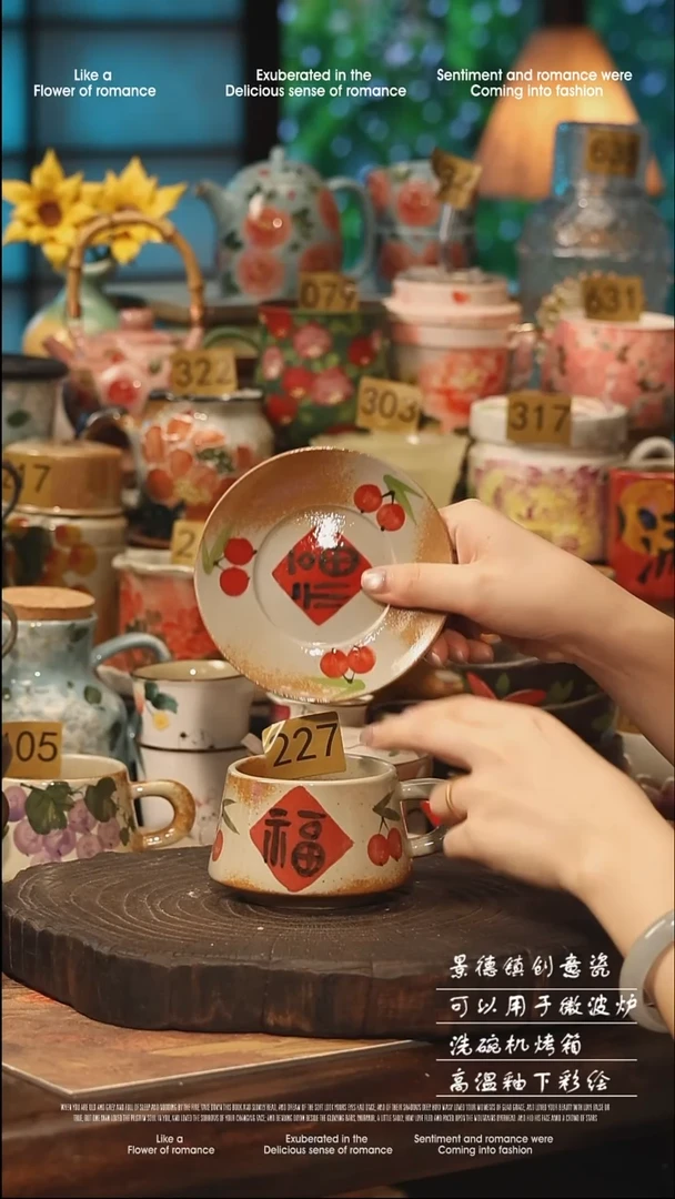 陶瓷景德镇高温釉下彩手工手绘款式