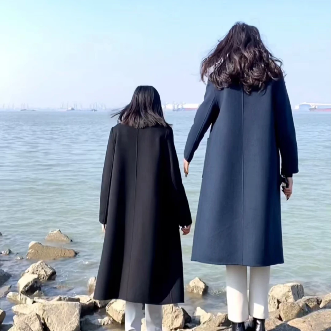 【可水洗羊毛大衣】新款双面羊毛长款气质 女士加厚可水洗大衣 秋冬
