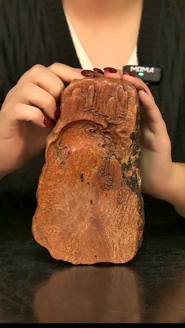非遗青州黑山老坑精品红丝砚