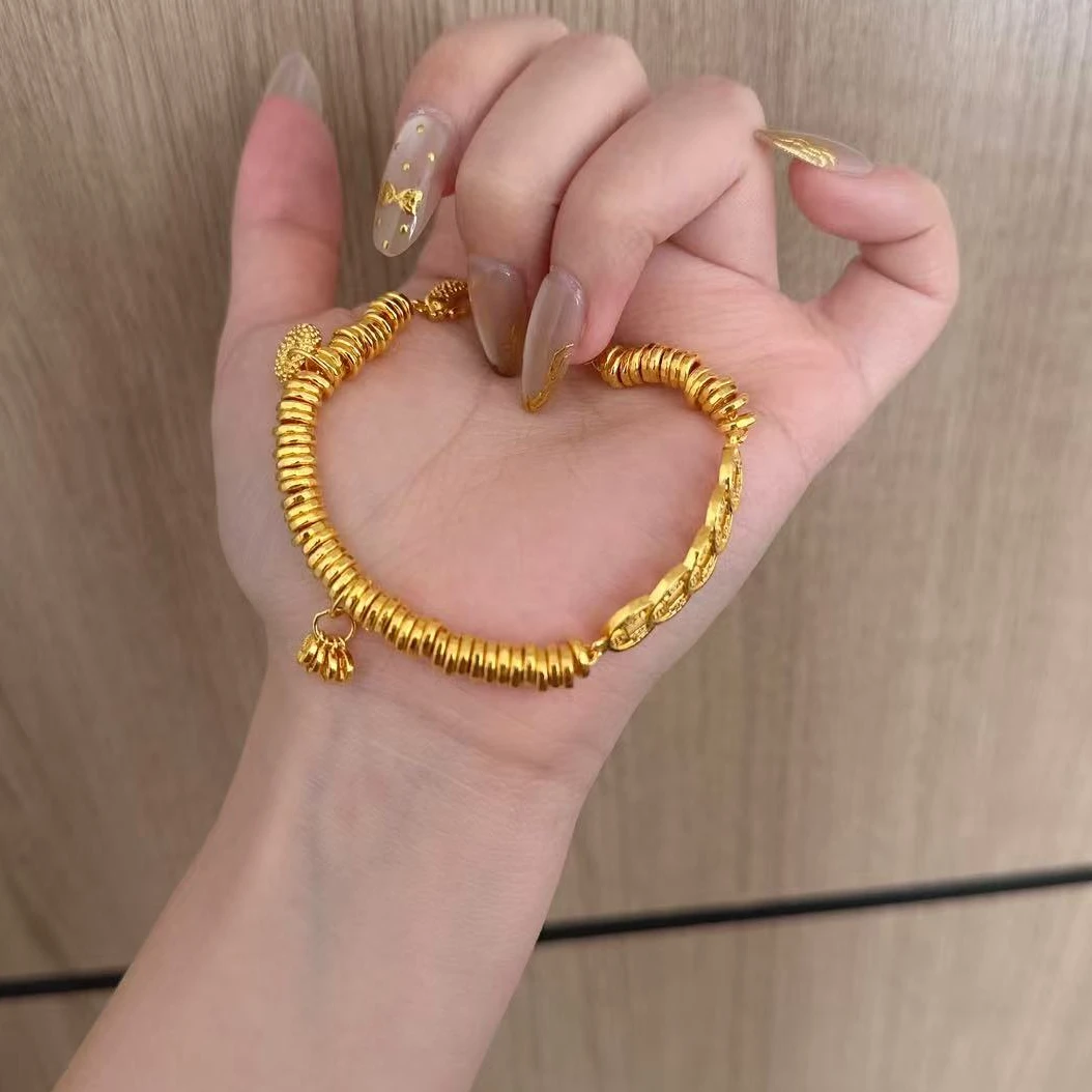 足银手链 （五帝钱盘缠）亮面盘缠手串沉甸甸满串血脉手链618爆款