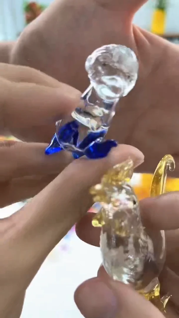 琉璃手工艺品小鸡+小猴