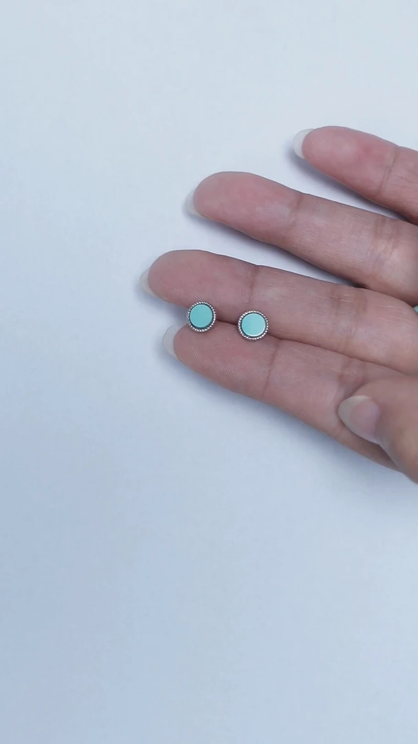 银S925镶嵌绿松石耳饰绿松石耳饰