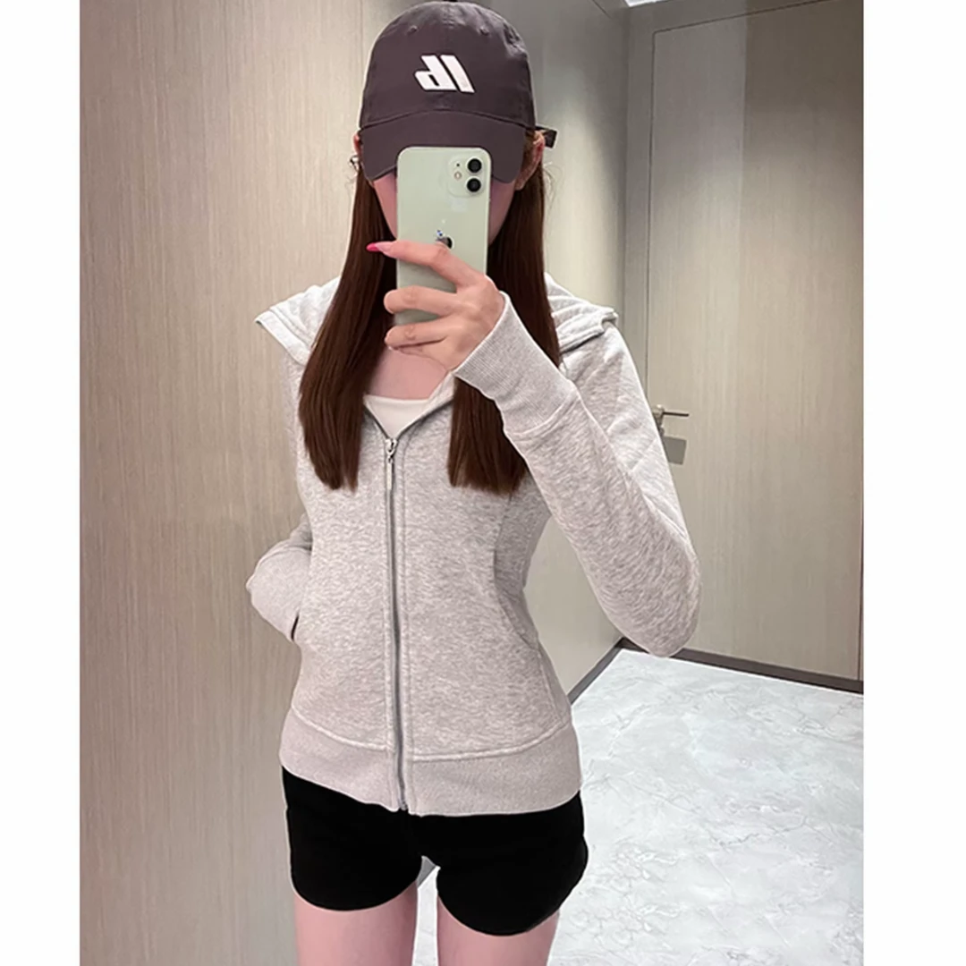 billkong lulu同款修身卫衣外套女春秋款上衣穿搭短款三季穿运动