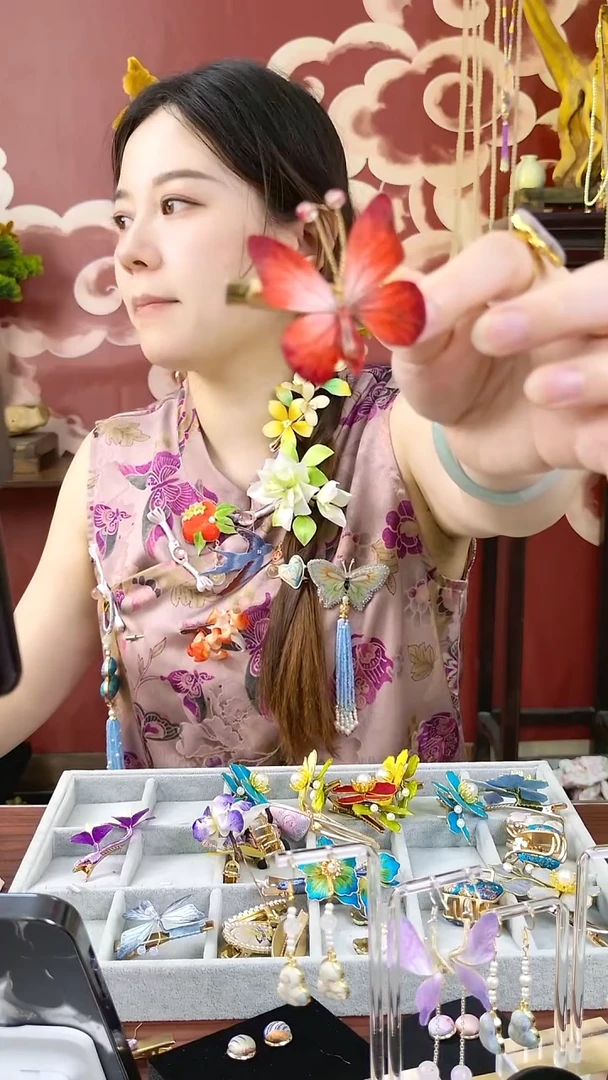 刺绣宋锦绒花002